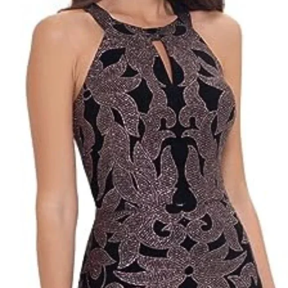 B&A by Betsy and Adam Womens Glitter Evening Cocktail and Party Dress Black 2